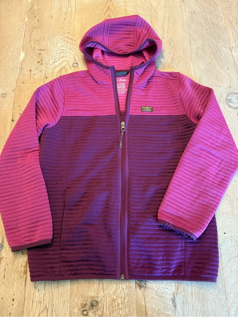 L.L. Bean Kids Hooded Zip Jacket in Pink and Purple L 12-14 or Womens XS- S